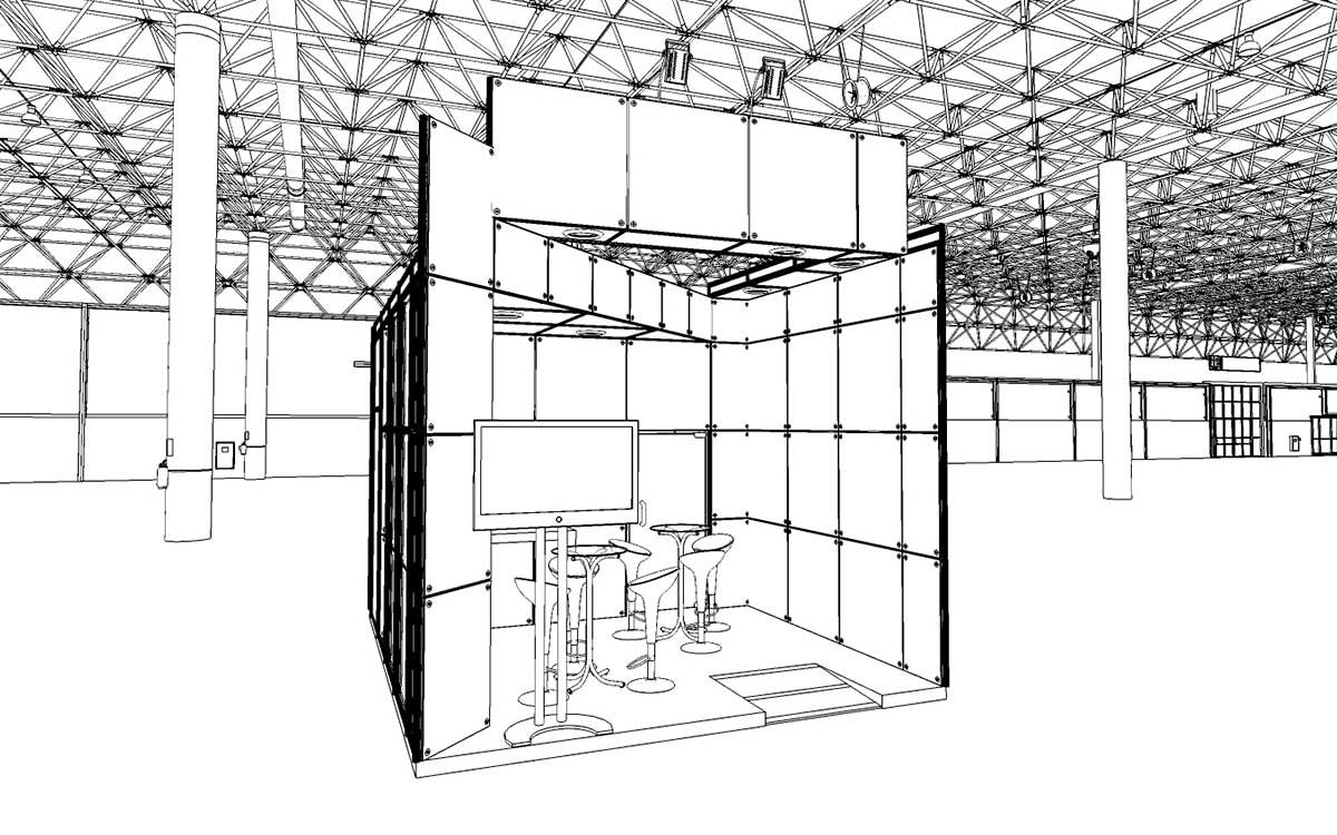 Projeto em 3D para stands